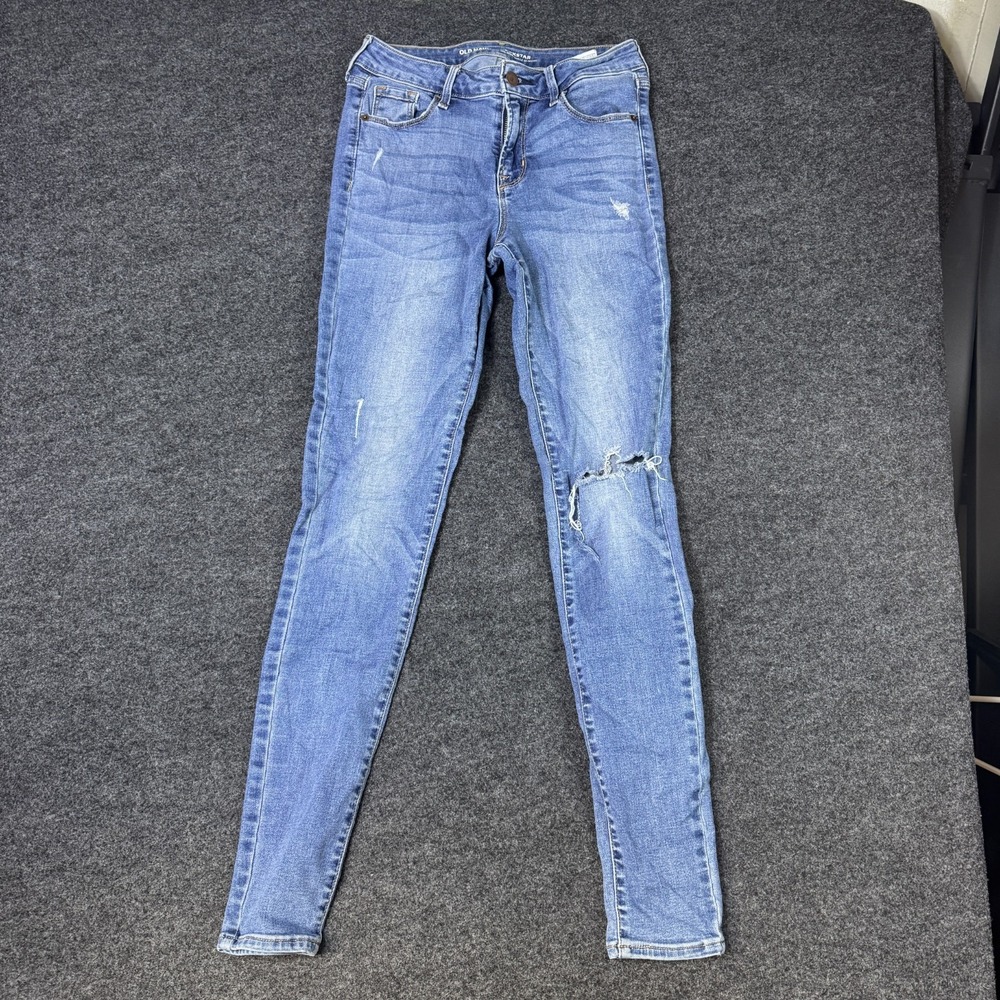 Old Navy Rockstar Skinny Jeans Womens 4 Long Blue Denim Cotton Mid Rise Casual